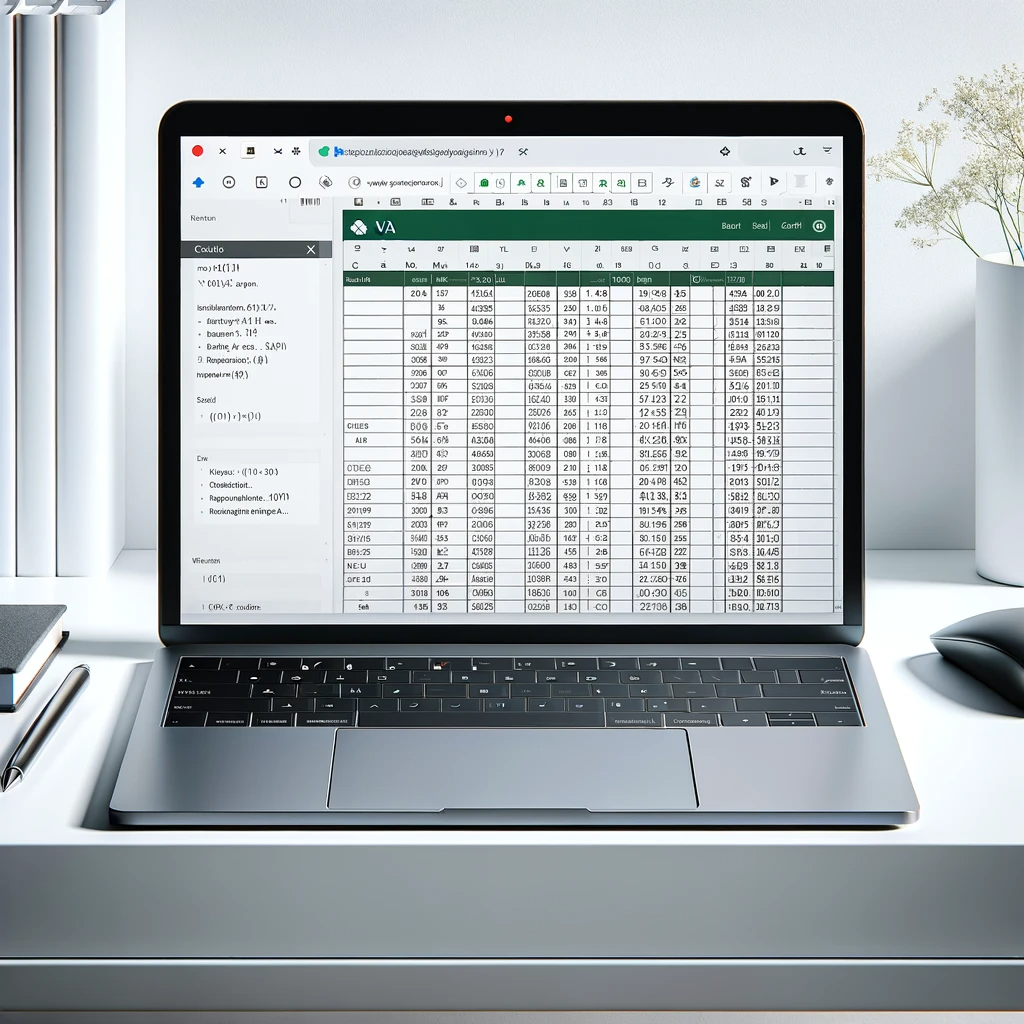 A professional and minimalist image representing VBA programming in Excel, suitable for a website homepage with a white design theme. The picture shou A professional and minimalist image representing VBA programming in Excel, suitable for a website homepage with a white design theme. The picture shou